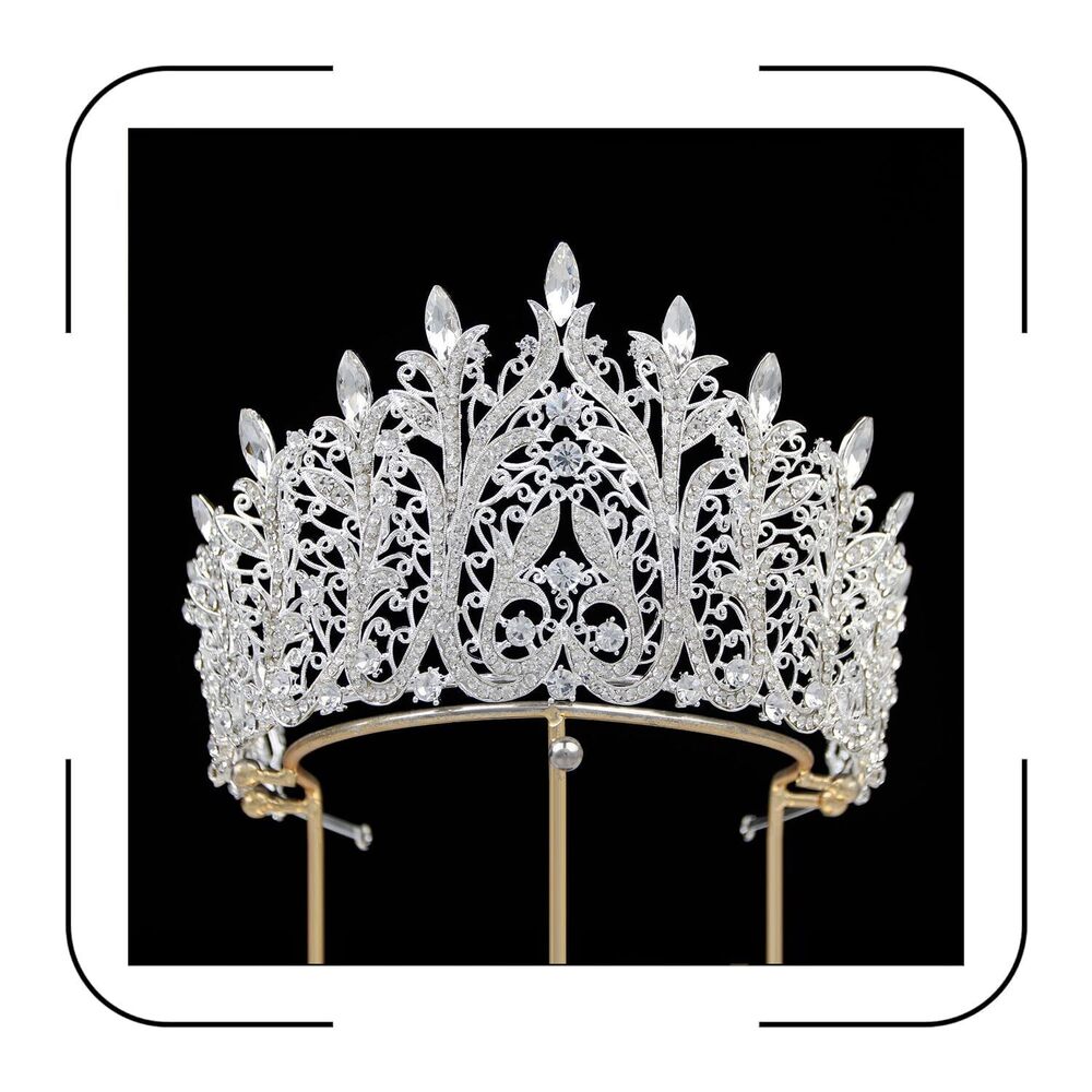 1746 Extra Large Tiaras 4.4" Tall Pageant Crowns Clear Austrian Crystal